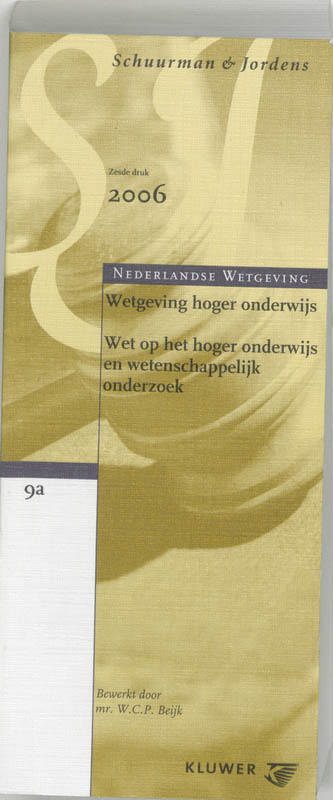 Omslag van S&J 009-A Wetgeving Hoger Onderwijs