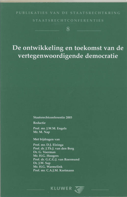 Omslag van De ontwikkeling en toekomst van de vertegenwoordigende democratie