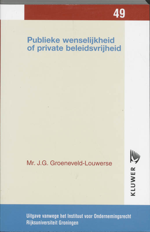 Omslag van Publieke wenselijkheid of private beleidsvrijheid