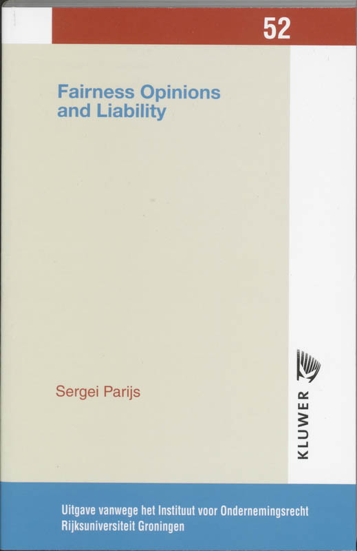 Omslag van Fairness opinions and liability