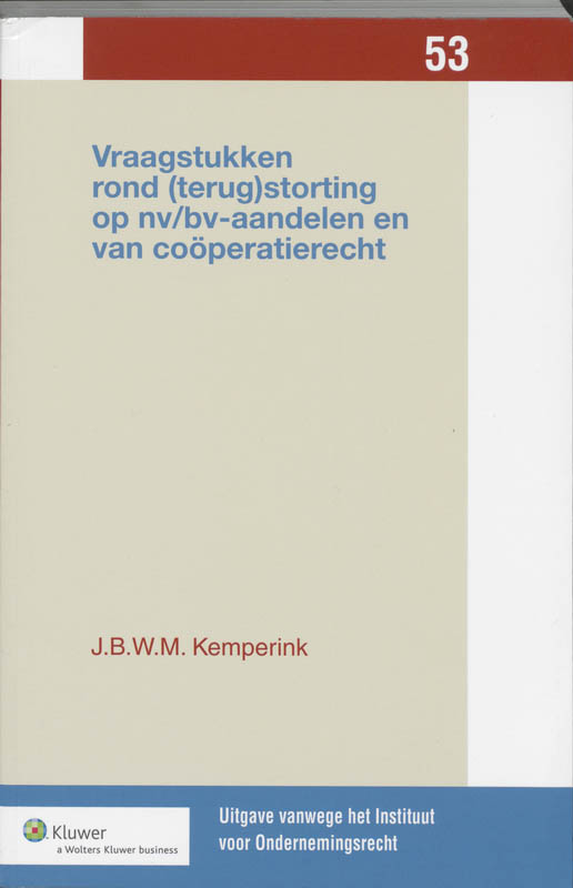 Omslag van Vraagstukken rond (terug)storting op nv/bv-aandelen/cooperatierecht