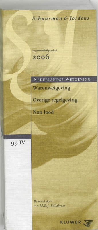 Omslag van S&J 099-IV Warenwetgeving Overige Regelgeving III