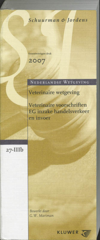 Omslag van Veterinaire wetgeving