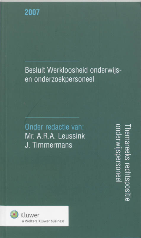 Omslag van Besluit werkloosheid onderwijs- en onderzoekspersoneel