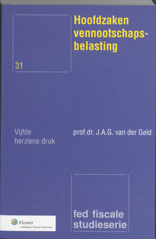 Omslag van Hoofdzaken vennootschapsbelasting