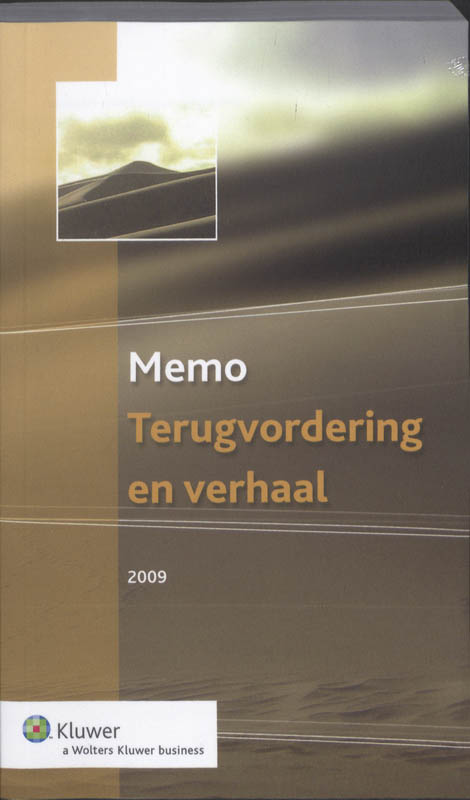 Omslag van Memo Terugvordering en Verhaal 2009