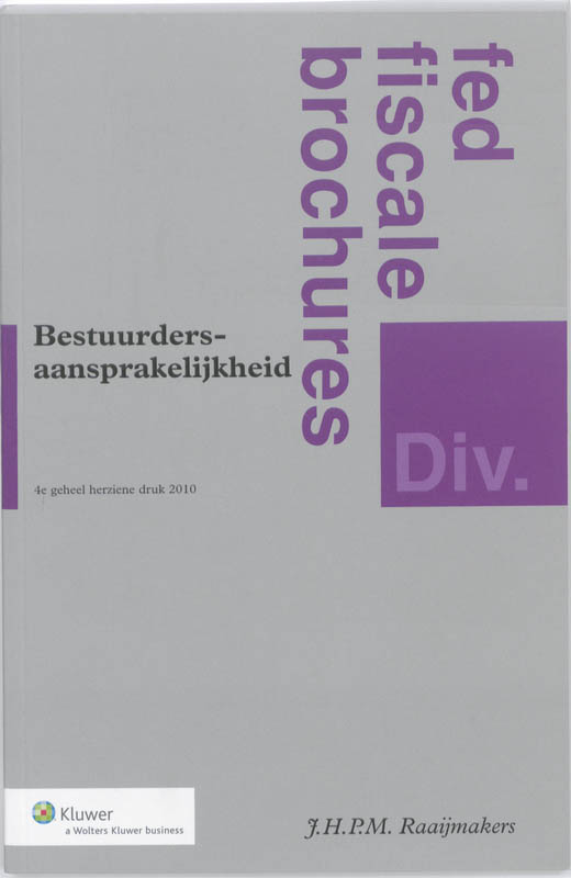 Omslag van Bestuurdersaansprakelijkheid