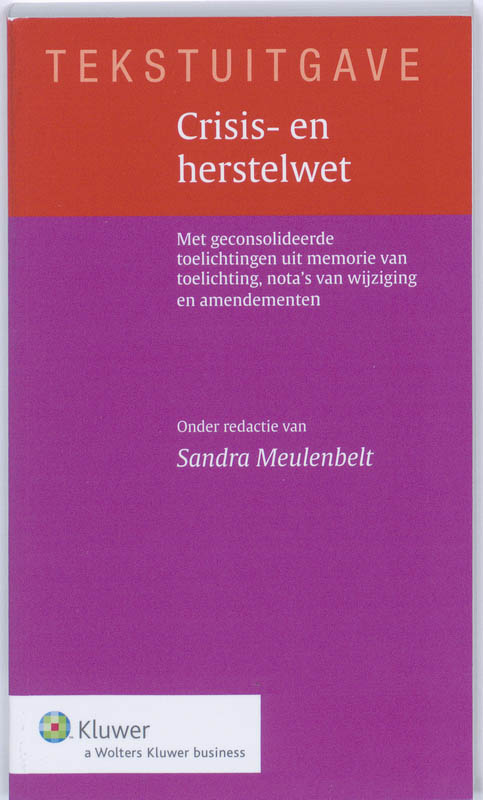 Omslag van Tekstuitgave Crisis- en herstelwet