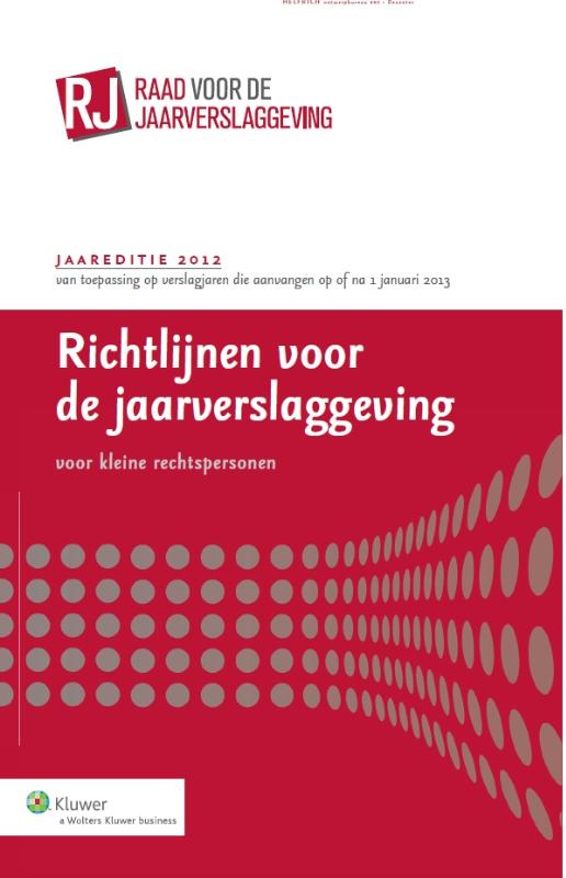 Omslag van Richtlijnen voor de Jaarverslaggeving, voor kleine rechtspersonen 2012
