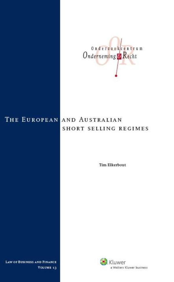 Omslag van The European and Australian short selling regimes