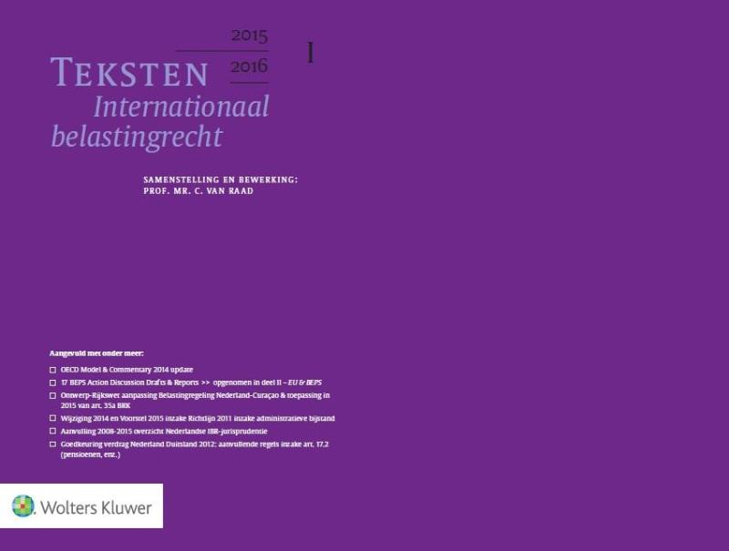 Omslag van Teksten internationaal belastingrecht 2015/2016