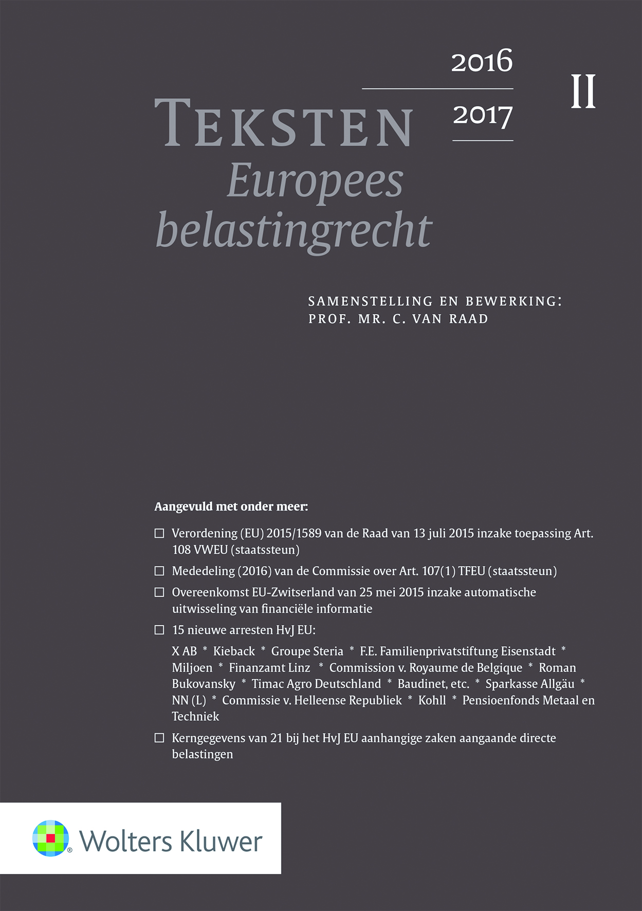 Omslag van Teksten Europees belastingrecht 2016/2017