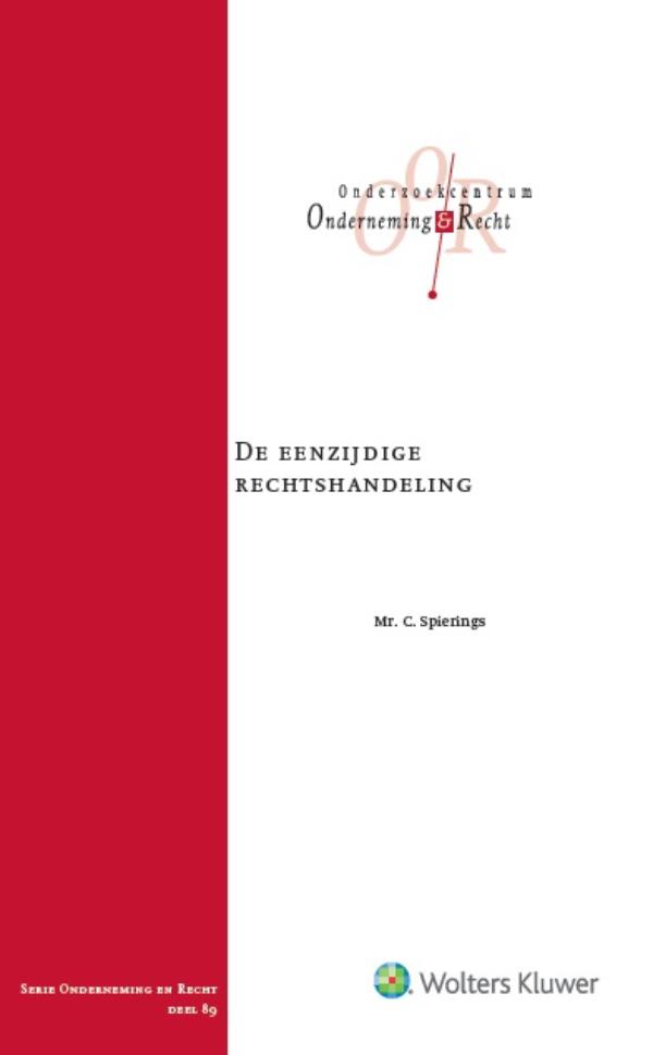 Omslag van De eenzijdige rechtshandeling