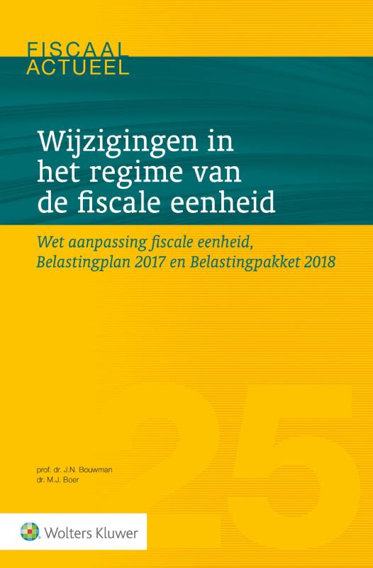 Omslag van Wijzigingen in het regime van de fiscale eenheid