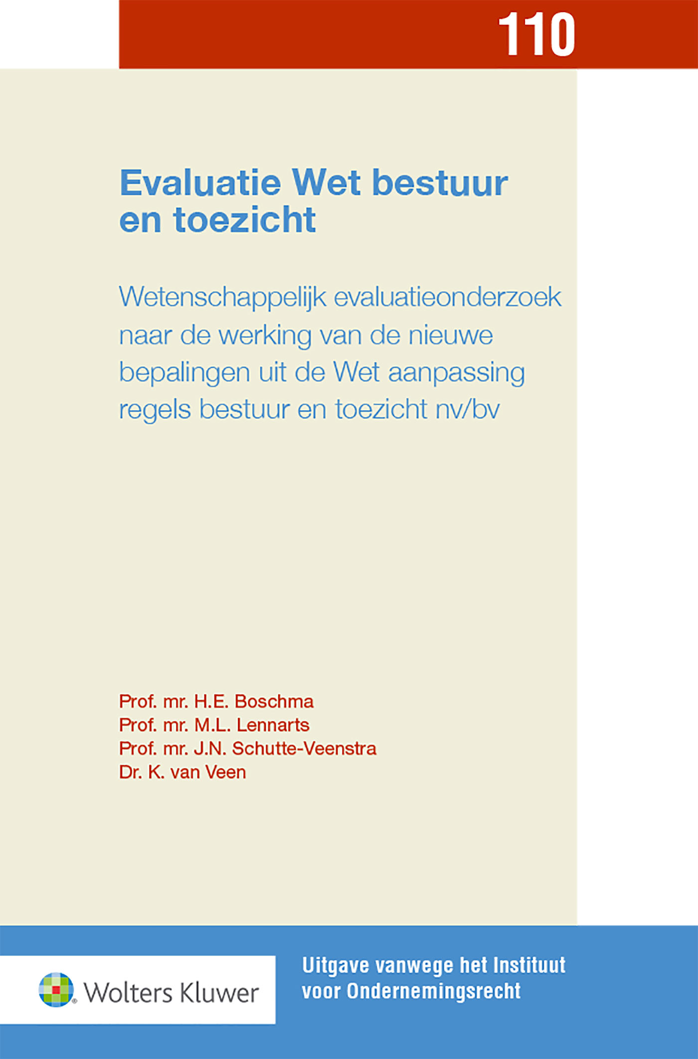 Omslag van Evaluatie Wet bestuur en toezicht