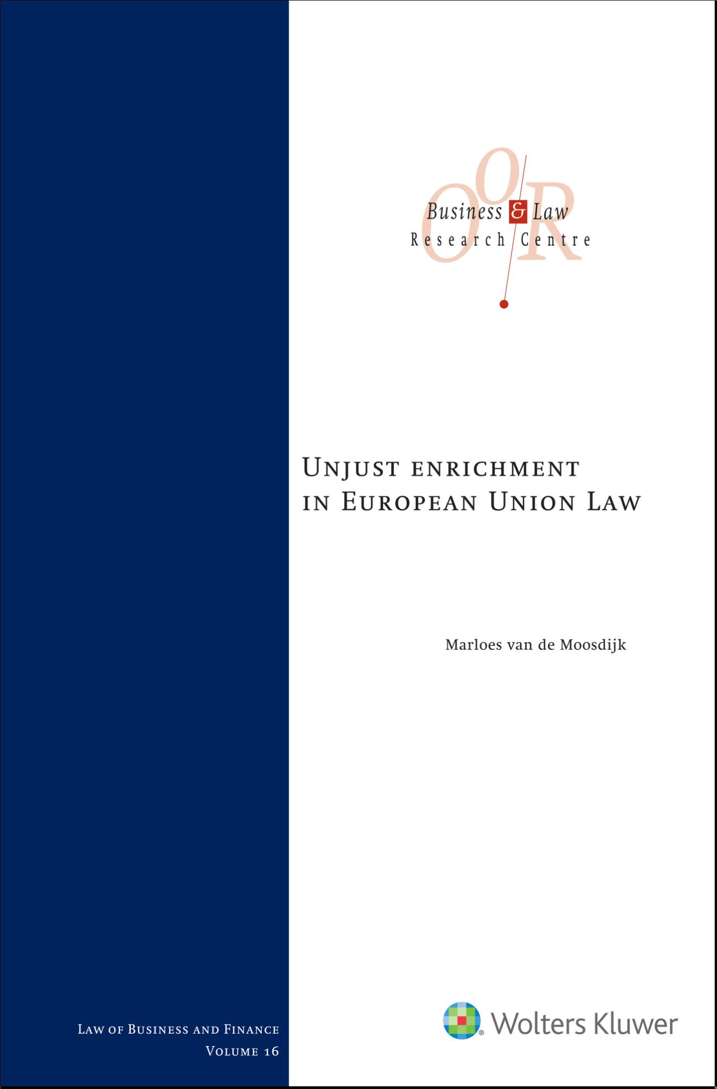 Omslag van Unjust enrichment in European Union Law