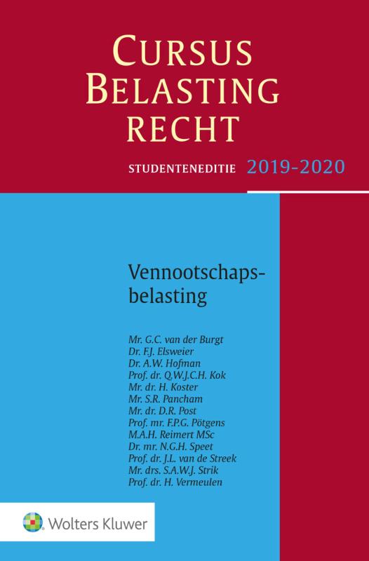 Omslag van Studenteneditie Cursus Belastingrecht Vennootschapsbelasting 2019-2020