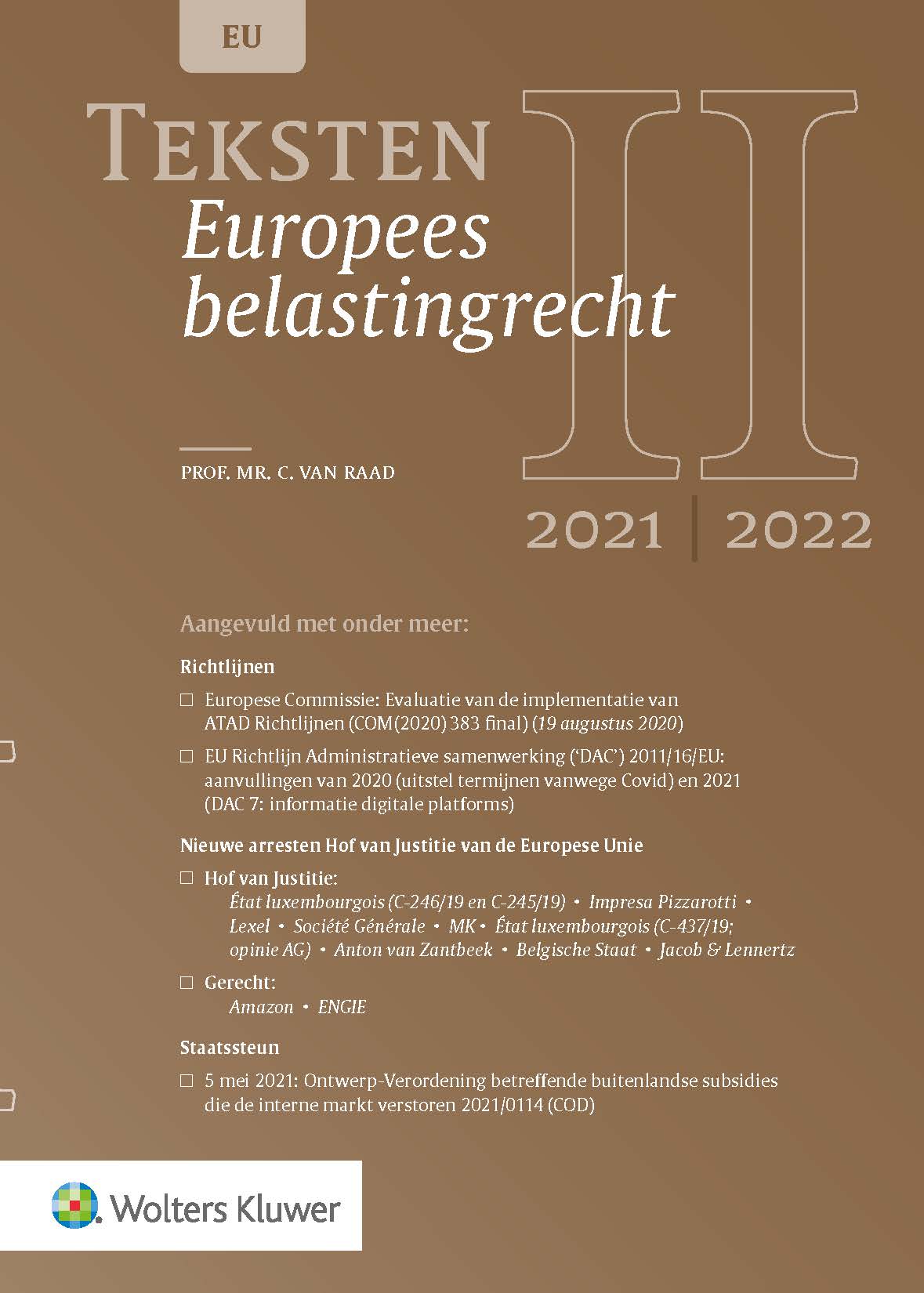 Omslag van Teksten Europees belastingrecht 2021/2022