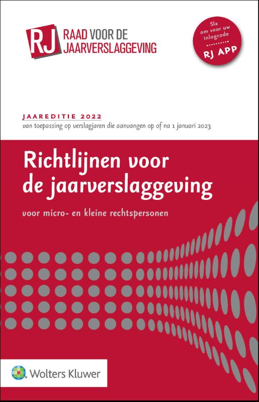 Omslag van Richtlijnen voor de jaarverslaggeving voor micro- en kleine rechtspersonen 2022