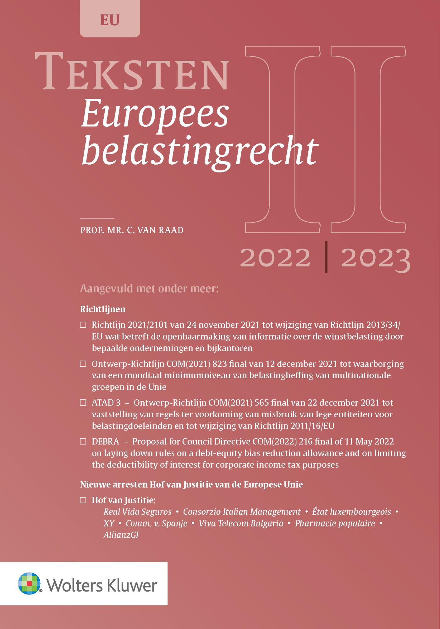 Omslag van Teksten Europees belastingrecht 2022/2023