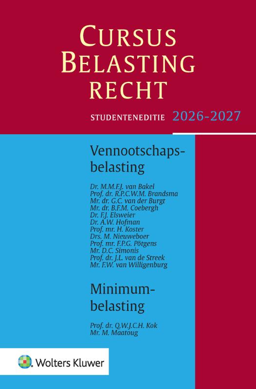 Omslag van Studenteneditie Cursus Belastingrecht Vennootschapsbelasting 2026-2027