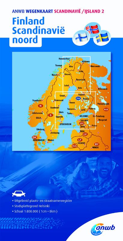 Omslag van ANWB wegenkaart Scandinavië / IJsland 2 Finland Scandinavië noord