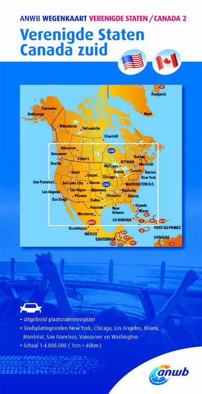 Omslag van ANWB Wegenkaart Verenigde Staten/Canada 2. Verenigde Staten/Canada zuid