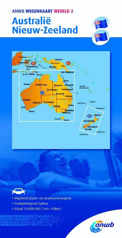 Omslag van ANWB wegenkaart Wereld 2. Australië/Nieuw-Zeeland