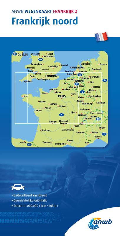 Omslag van ANWB Wegenkaart Frankrijk 2. Frankrijk Noord