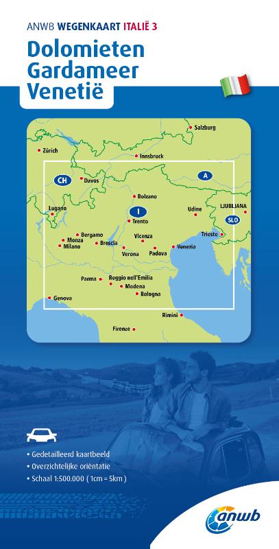 Omslag van ANWB*Wegenkaart Italië 3. Dolomieten/Gardameer/Venetië