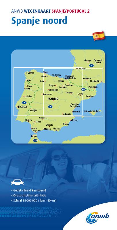 Omslag van ANWB Wegenkaarten Spanje/Portugal 2. Spanje-Noord