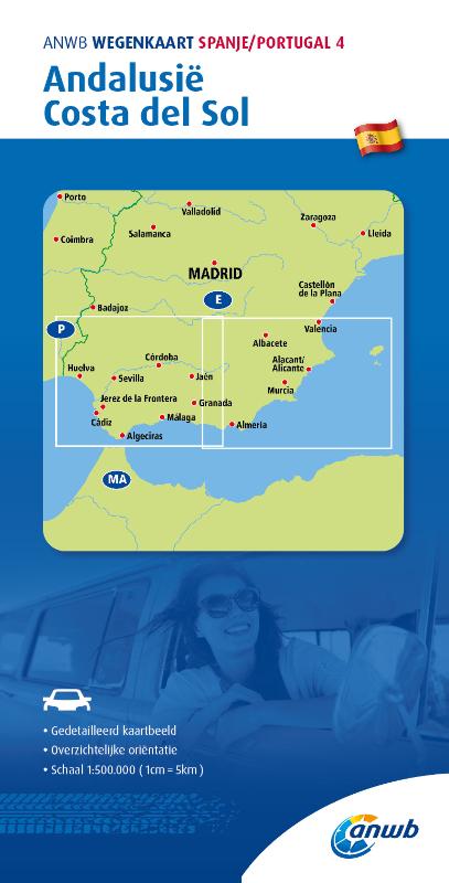 Omslag van ANWB Wegenkaart Spanje/Portugal 4. Andalusië/Costa del Sol