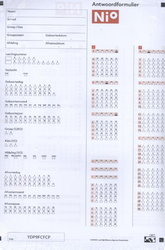 Omslag van NIO 2: Antwoordformulieren Dyslexie (25ex.)