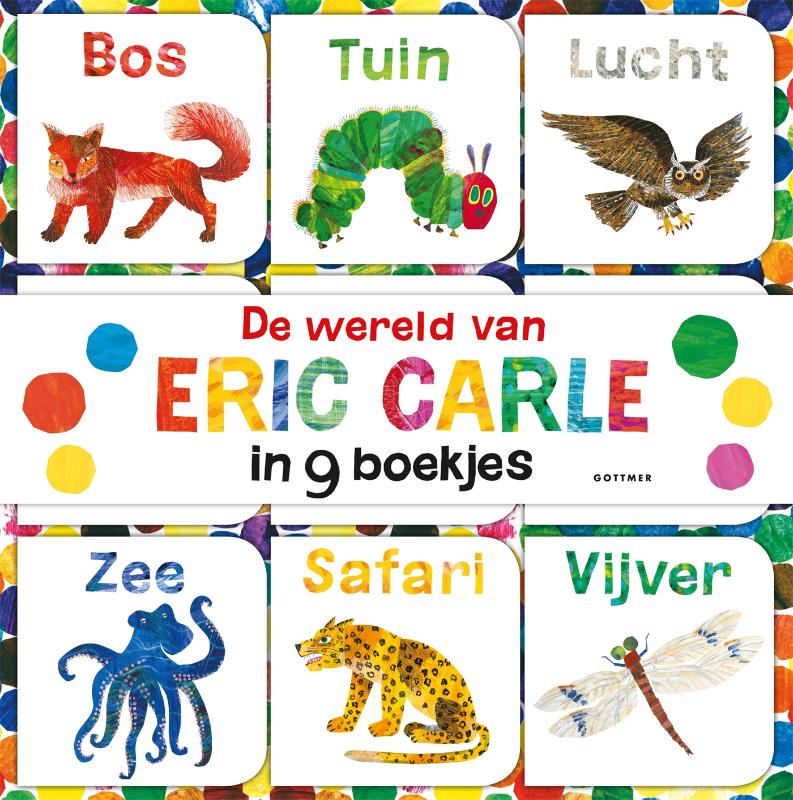 Omslag van De wereld van Eric Carle in 9 boekjes gemaakt voor kleine handjes