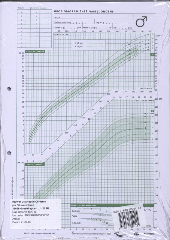 Omslag van 50 groeidiagrammen jongens 1-21 jr