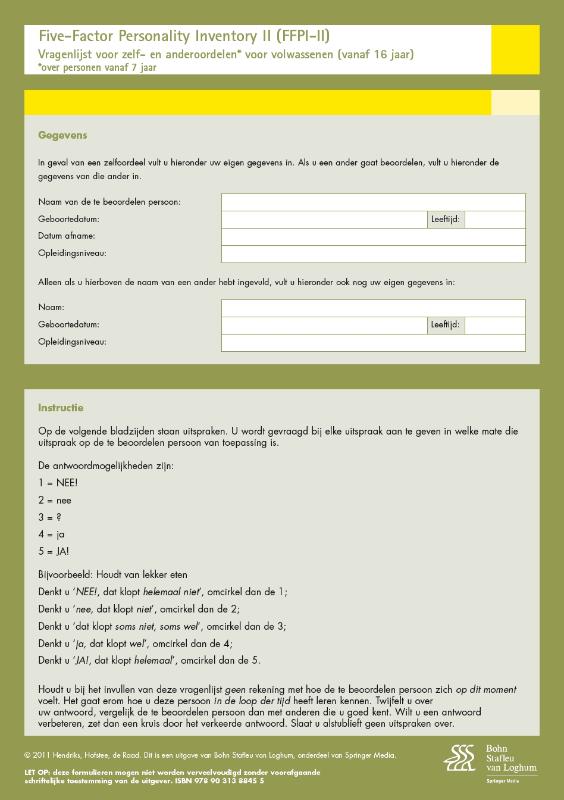 Omslag van Vragenlijst voor zelf- en anderoordelen van volwassenen (vanaf 16 jaar)