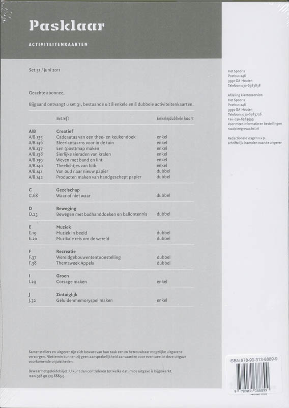 Omslag van Activiteitenkaarten set 31