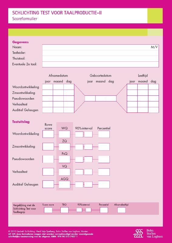 Omslag van Scoreformulier
