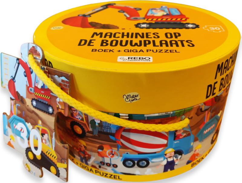 Omslag van Machines op de bouwplaats - boek + giga puzzel