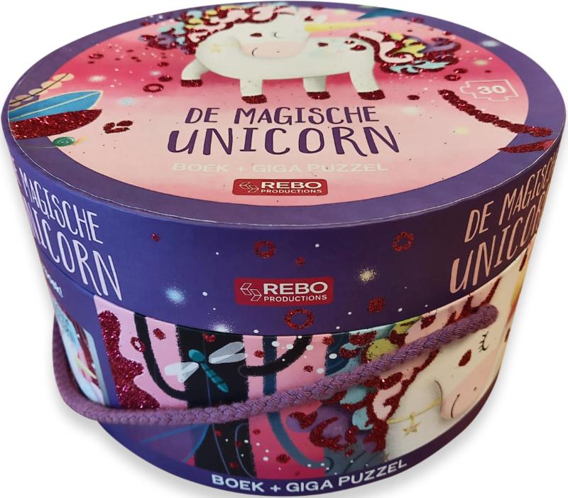 Omslag van De magische unicorn - boek + giga puzzel