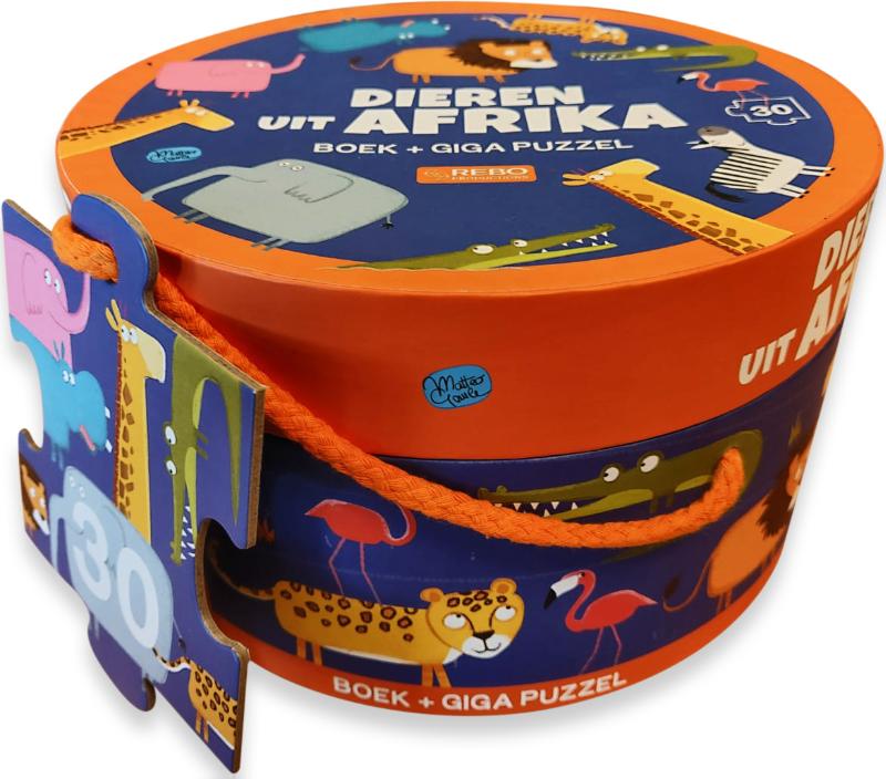 Omslag van Dieren uit Afrika - boek + giga puzzel