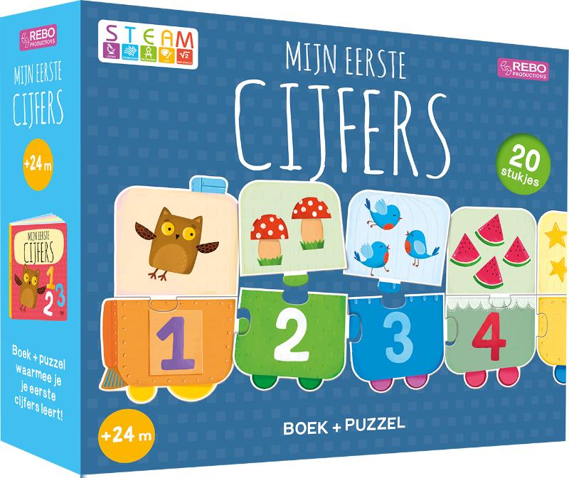 Omslag van Puzzeltrein 20 stukjes en boek - Mijn eerste cijfers