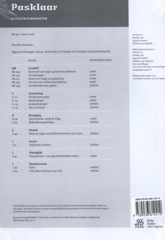 Omslag van Pasklaar activiteitenkaarten set 50