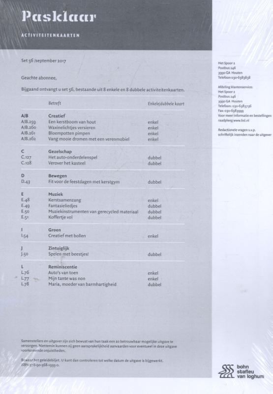 Omslag van Pasklaar activiteitenkaarten set 56