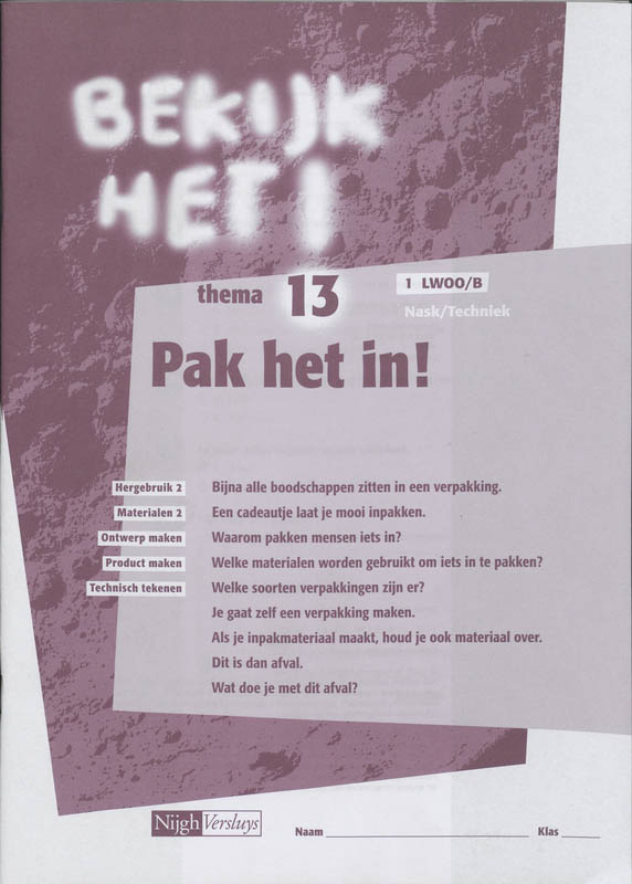 Omslag van werkboek