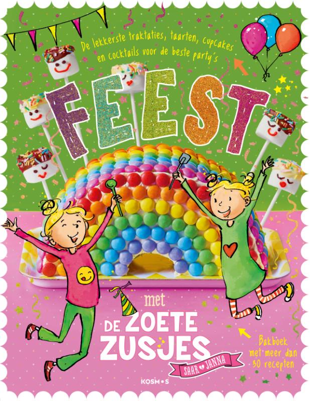 Omslag van Feest met de Zoete Zusjes bakboek met meer dan 30 recepten
