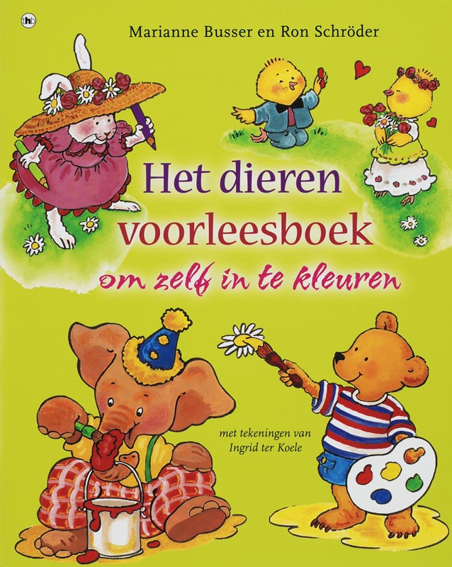 Omslag van Dieren voorleesboek om zelf in te kleuren