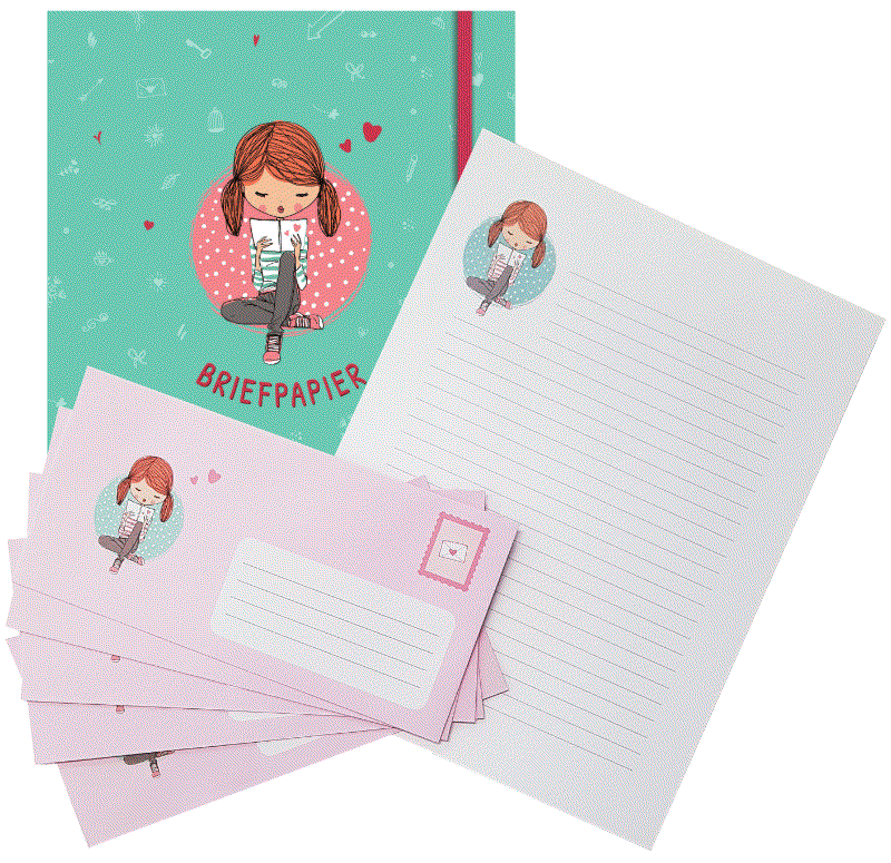 Omslag van Briefpapier Meisje met boek