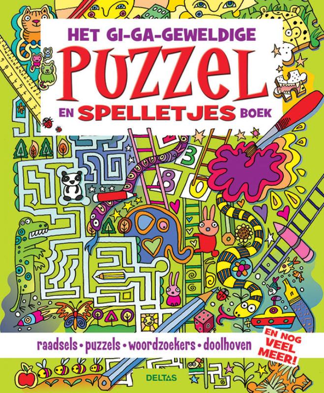 Omslag van Het gi-ga-geweldige puzzel- en spelletjesboek