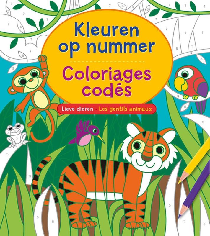Omslag van Kleuren op nummer - Lieve dieren / Les gentils animaux - Coloriages codés